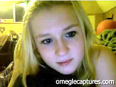 blonde with huge funbags plays on Omegle (not mine)