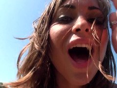 A sexy inexperienced is filmed while she is sitting down on a large knob