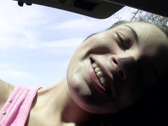 Smooth twat, mouth and besides ass of amateur peach get fucked in car