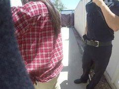 Rose Darling gets double teamed by two cops against their patrol car