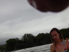 Leie, Strand, Blondine, Freundin, Im freien, Pov, Muschi, Titten