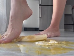 Eggs, banana, foot fetish