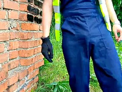 Straight construction worker from TimonRDD fucked a watermelon on a construction site