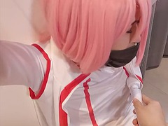 Uma musume, Haru urara eating carrot in the ass, vibrator on the cock Asian female cosplayer part.9