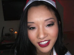 Asian Alina Li getting fucked in her nurse outfit & gulping jizz