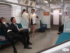 Horny japanese babes Chika and Minori gets fucked hard on a train