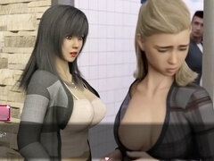 삼차원, 아시안, 대학교, 게임, 글로리홀, 화장실