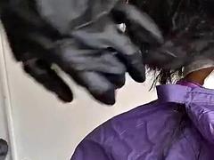 Ladyboy hairdresser cums ebony dental hygienist after cutting her hair