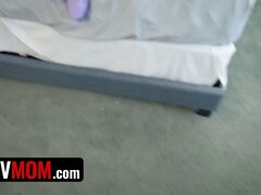 Chloe Amour caught stepson jerking off with her underwear on - watch her stepmommy's big tits bounce as she gets creampied