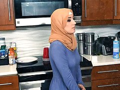 Stepuncle's hot girlfriend joins in for a wild ride in hijab hookup