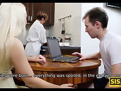 Stepbrother's hard cock is too good for this blonde Russian slut to resist