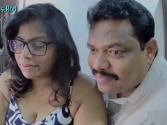 Indian husband licks his plump wife's armpit on webcam as she shows off her big ass and tits