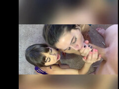 Girlfriends Abbie Maley and Riley Reid eagerly suck dick