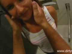 Sweet strawberry fuck in a WC