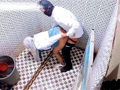 18 jaar, Enthousiasteling, Universiteit, Indonesisch, Klein, Kut duiken, Kousen, Toilet