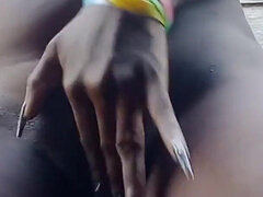 Amateur, Negro, Británico, Al aire libre, Perforación, Coño, Solo