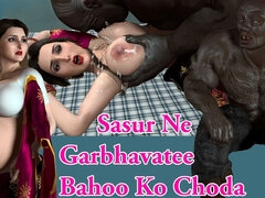 Desi Pregnant Bahu Savita and Big Black Sasur in Breast Milk Fetish