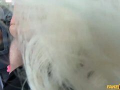 A lucky cab dirver gets a good rimjob from a dump blondie with a nice ass