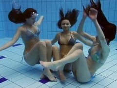 Three hot sluts naked in the pool