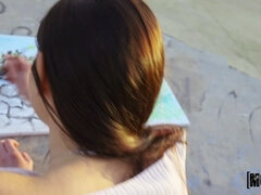 素人, お尻, 茶髪の, 車, アウトドア, 公共, ロシア人, スパンキング