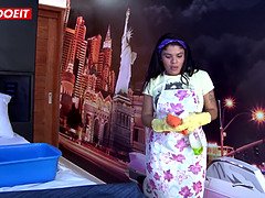 Vick Valencia - Chubby Latina Maid Loves Cleaning Cum