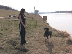 에로틱, 거대한, 야외의, 혼자, 젖가슴