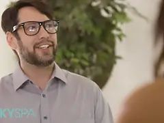 Wild spa - Violet Starr slides her client's cock inwards her after giving him a sensuous massage