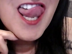 Red Lipstick Application Topless Flirt