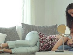 Ascella, Brunetta, Toccando, Baciando, Lesbica, Leccata, Figa, Tette