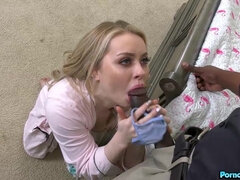 College Babe Haley Spades Sucks On The Resident Advisor's Black Cock