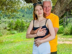 Hard doggy style fuck with an old man and a young girl Maya Sinn