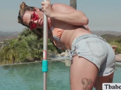 Sizzling sexy pool cleaner anal fucked by boss