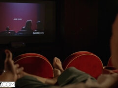 BFFs fucked in anal threesome - brunette and redhead cock sharing