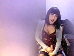highly cute tranny jerks massive prick on webcam pt. 3