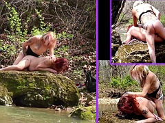 Transbian wild outdoor adventure on our private creek! HOT ANAL outdoor fuck scene XXX