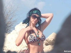 Adrianne on the Beach! Flashing Video!