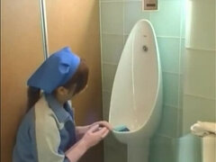 Asian toilet attendant cleans wrong part2