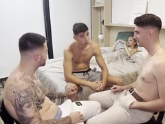 Belleza, Rubia, Mamada, Grupo, Pequeña, Coño, Tragarse, Intercambio de parejas