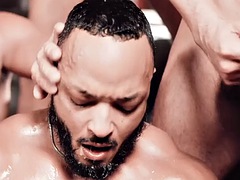 Black stepbrother eats cum after taboo bareback orgy