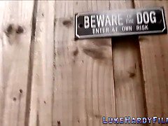 Buxom blonde sucking cock