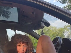 Auto, Dildo, Ženský, Masturbace, Orgasmus, Drobounká, Pička, Sólo