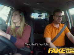 Fake Driving School 34F Boobs Bouncing in driving lesson