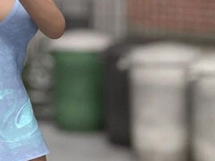 3 dimensionaal, Kont, Man die toekijkt, Spel, Slipje, Openbaar, Vrouw