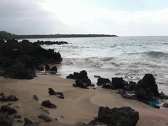 The rain doesn't keep you and Violet from exploring the lava flow