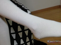 White Overknees & Nylon Play in Loafers - Subtle Sock Layering Fun