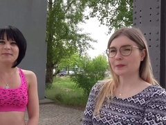 Amatőr, Német, Kőkemény, Filigrán alkatú, Nézőpont, Nyilvános, Hármas