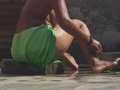 Tante, Salle de bains, Pétant, Indienne, Mamelons, Collant, Public, Jupe