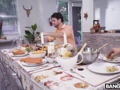 Preston Parker, Tyler Steel, & Kira Perez in a Thanksgiving Orgasm Overload