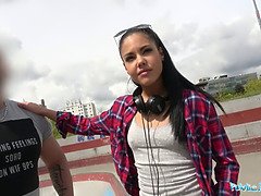 Apolonia Lapiedra gets slammed hard on stairs by a hung stranger
