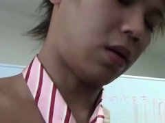 Young Japanese jerking off and climaxing at the office
